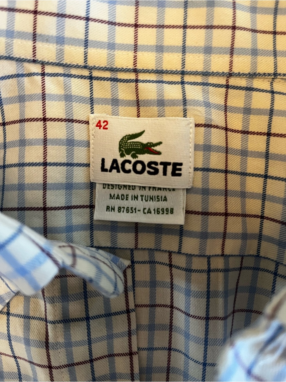 Lacoste Men's Light Blue and White Check Button-Down Shirt - Picture 12 of 12